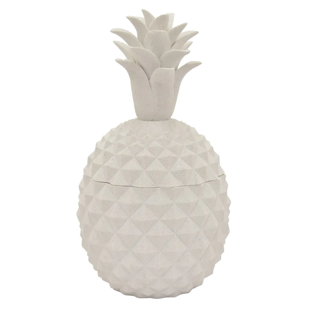 Sandstone White Pineapple Lidded Jar-1