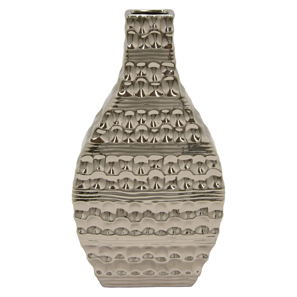 12 Inch Silver Ceramic Vase-1