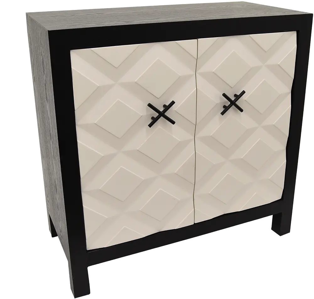 Modern Black Cabinet with White Doors and X Handles-1