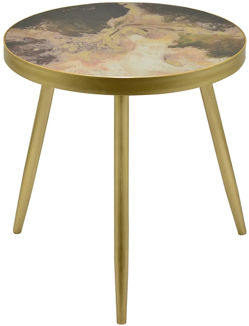 Wooden Decorative Accent Table with Blush Abstract Top-1