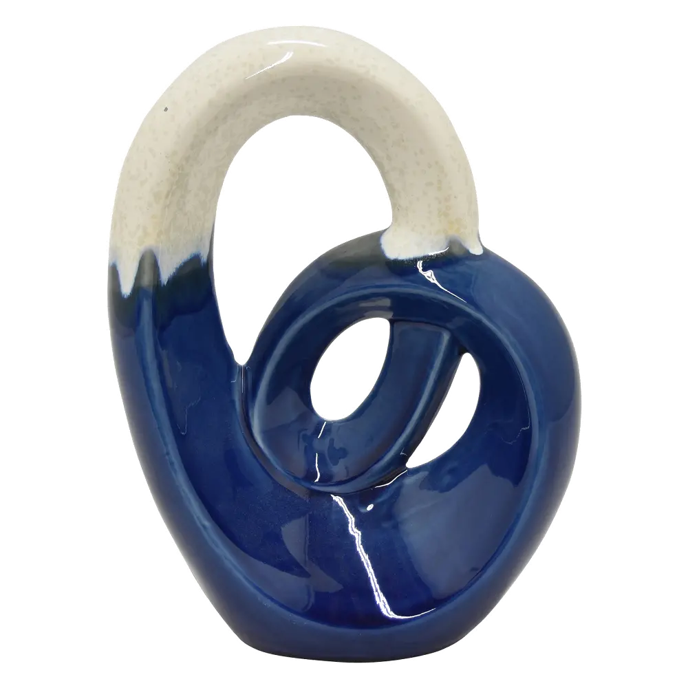 Blue and White Abstract Ceramic Sculpture-1