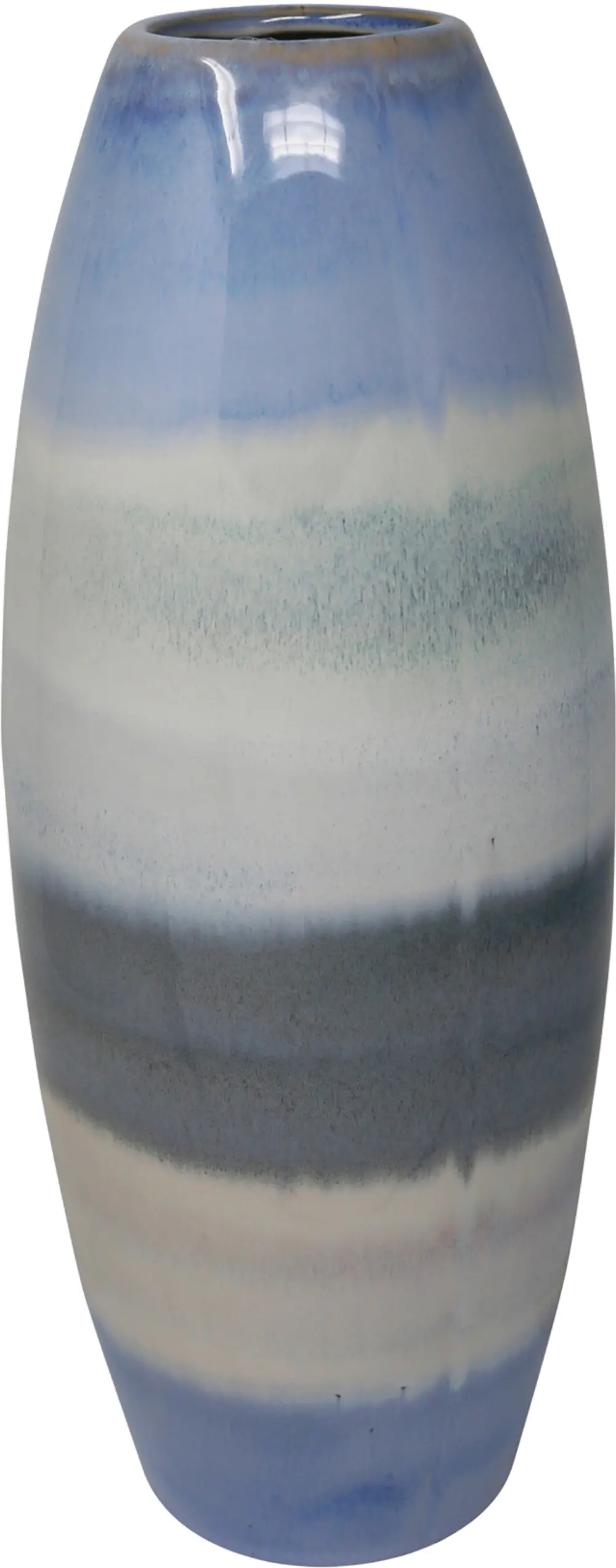 14 Inch Blue and Multi Color Cone Ceramic Vase-1
