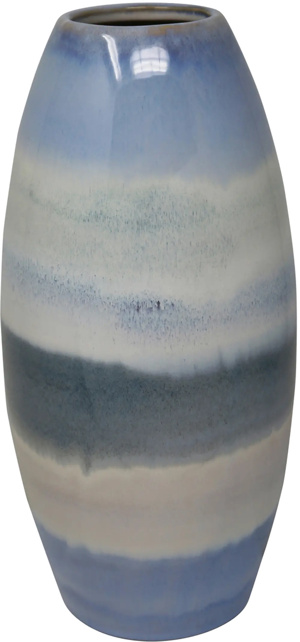 12 Inch Blue and Multi-Color Cone Ceramic Vase-1