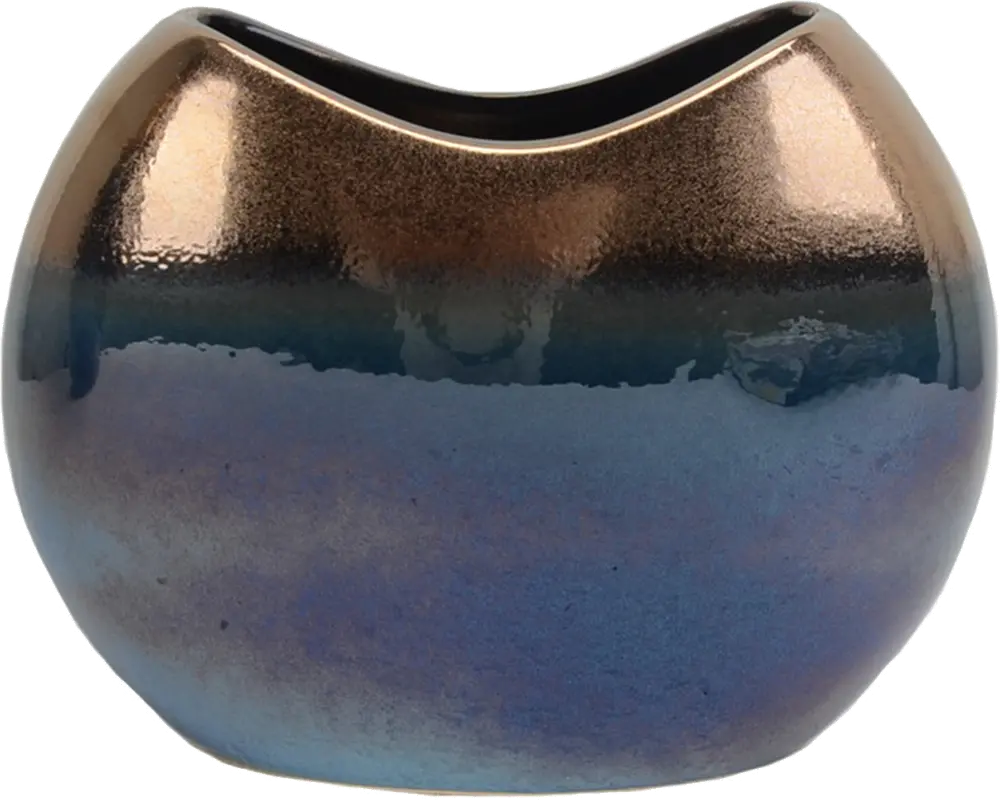 9 Inch Copper and Blue Ombre Ceramic Vase-1