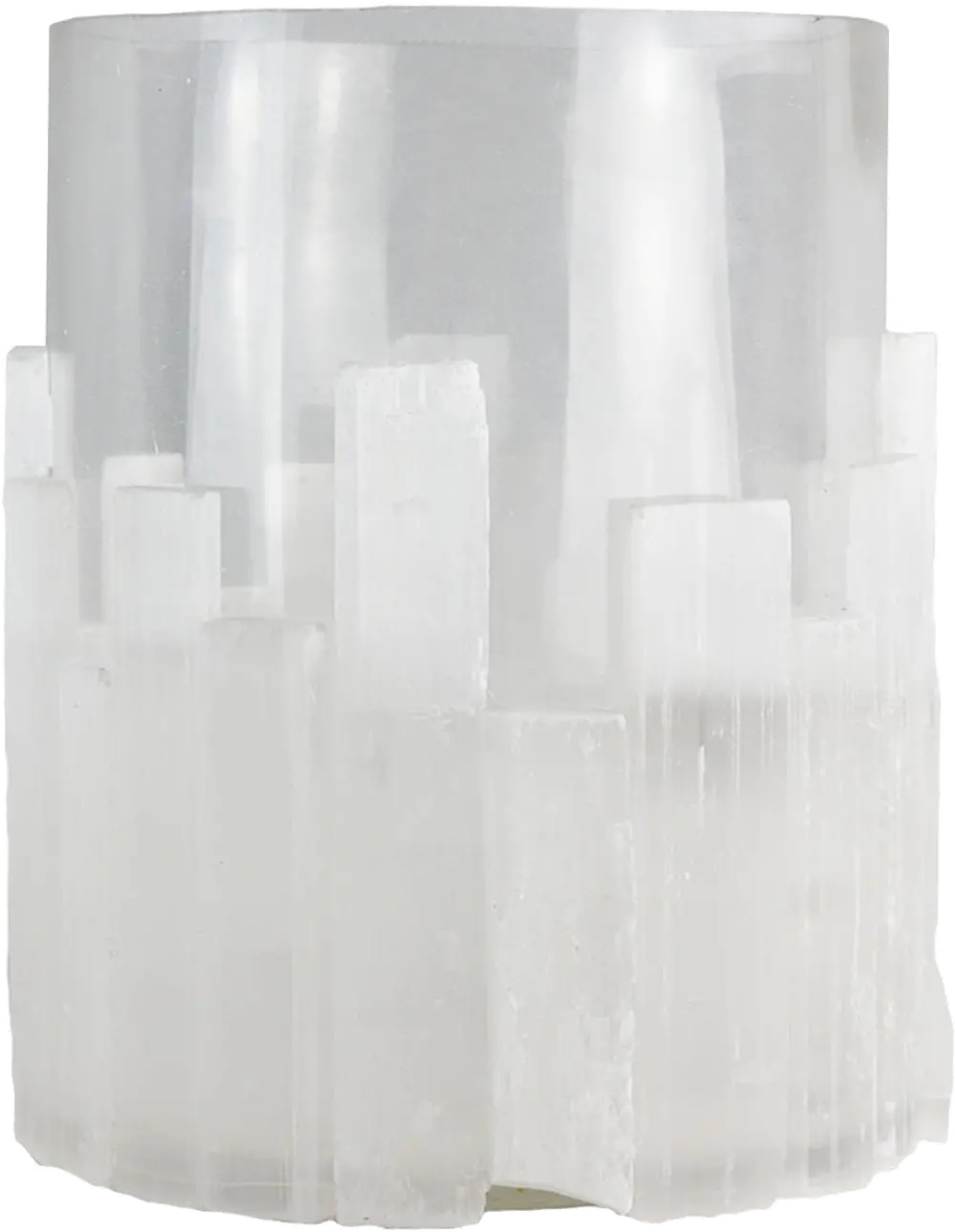 5 Inch White Glass Selenite Candle Holder-1