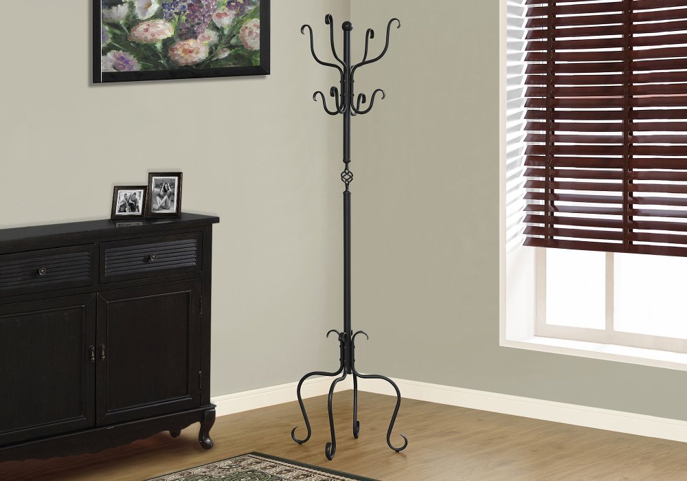 111452170 Black Metal Traditional Coat Rack sku 111452170