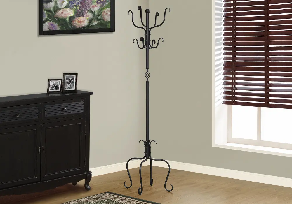 Black Metal Traditional Coat Rack-1