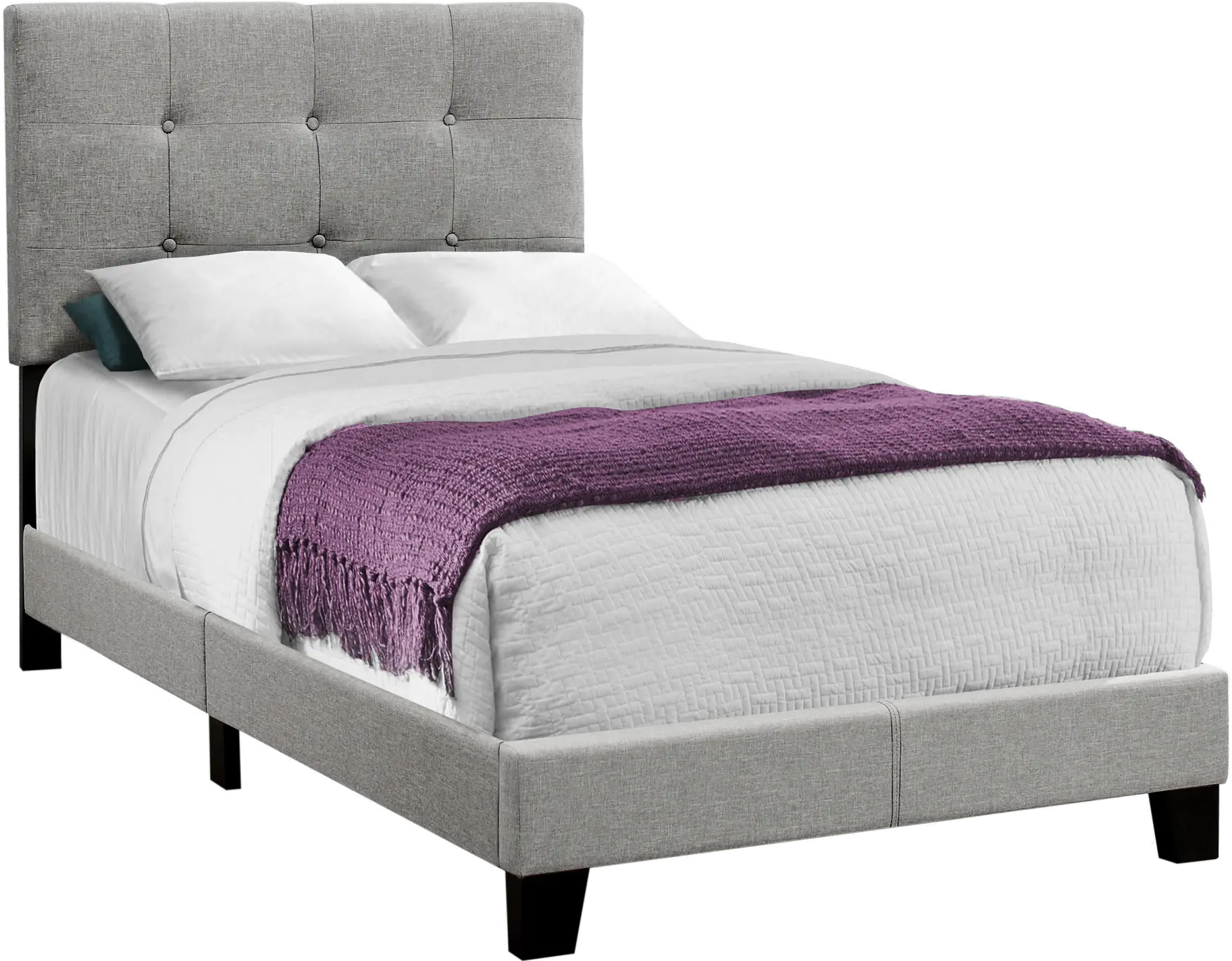 Photos - Bed Monarch Specialties Contemporary Gray Twin Upholstered  I 5920T 