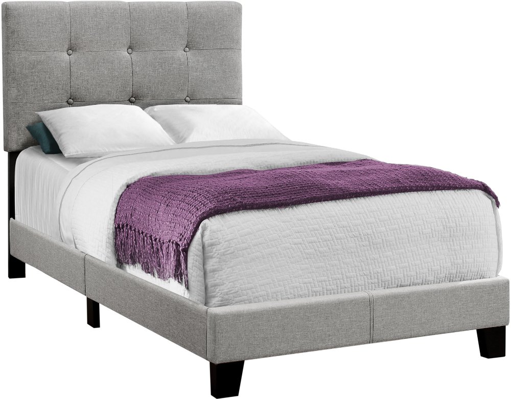 111452309 Contemporary Gray Twin Upholstered Bed sku 111452309