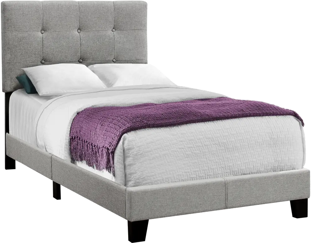 Contemporary Gray Twin Upholstered Bed-1