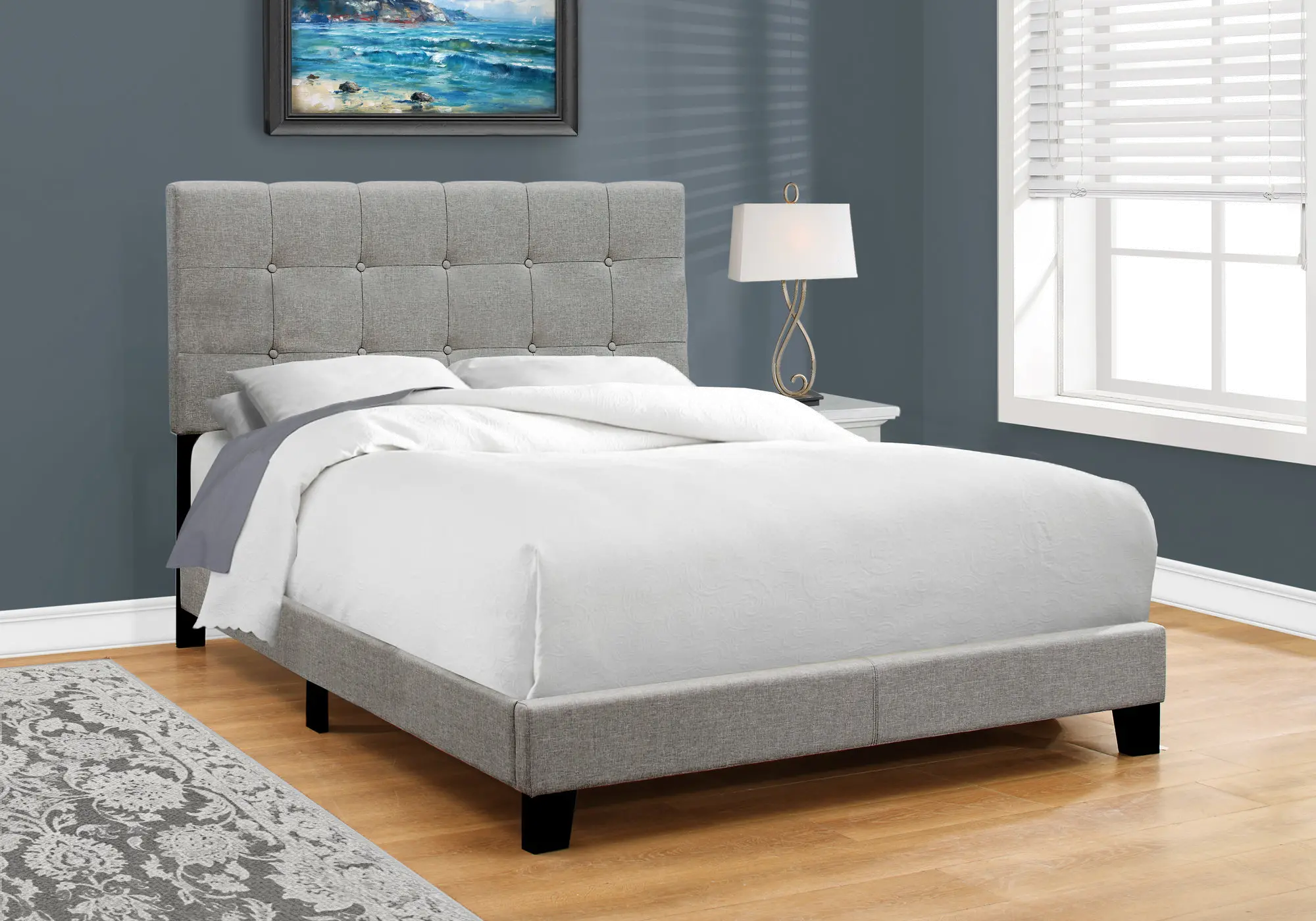 Photos - Bed Monarch Specialties Contemporary Gray Full Upholstered  I 5920F 