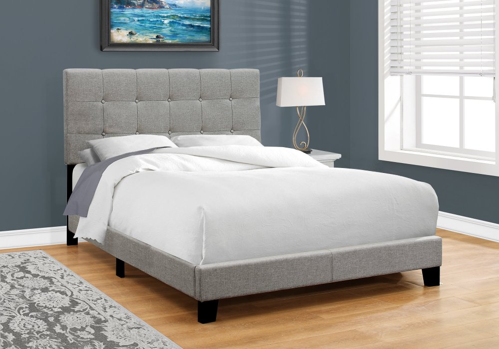 Contemporary Gray Full Upholstered Bed