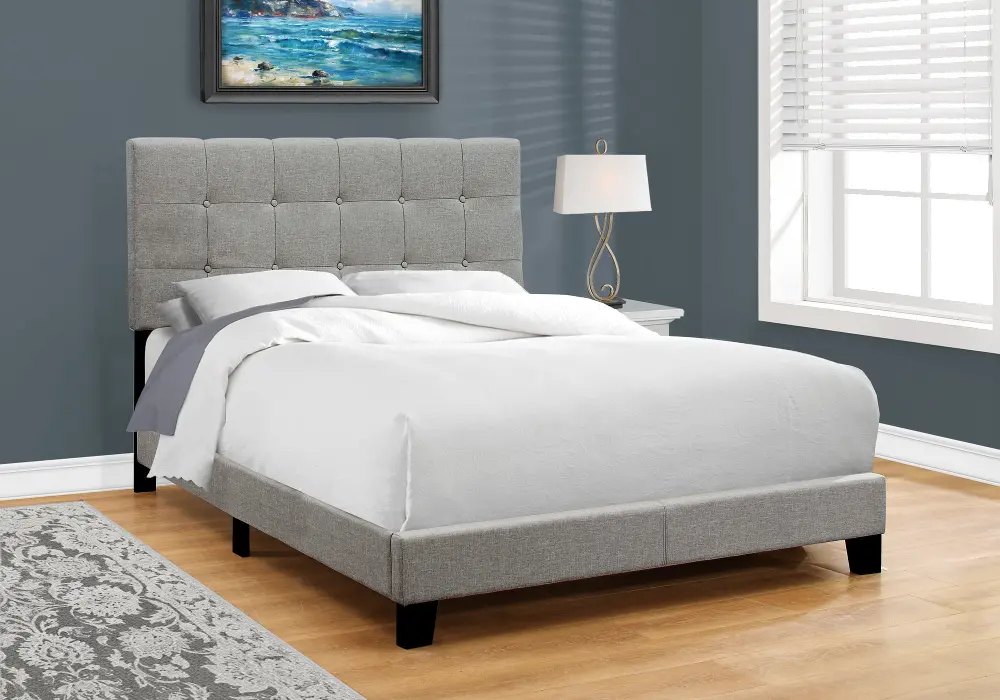 Contemporary Gray Full Upholstered Bed-1