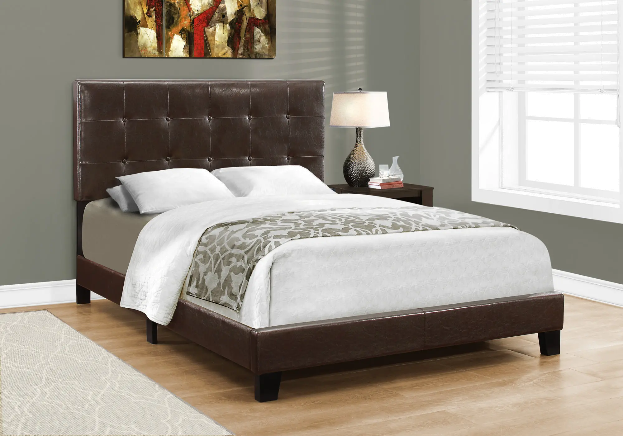 Contemporary Dark Brown Full Upholstered Bed