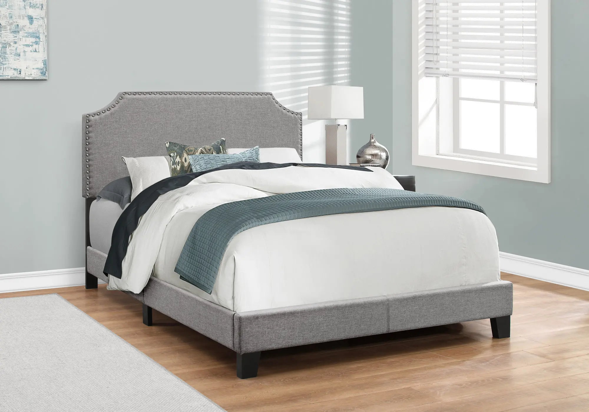 Photos - Bed Monarch Specialties Classic Contemporary Gray Full Upholstered  I 5925F 