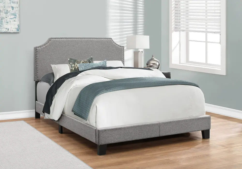 Classic Contemporary Gray Full Upholstered Bed-1