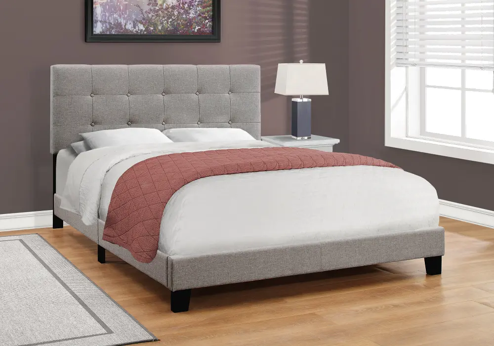 Contemporary Gray Queen Upholstered Bed-1