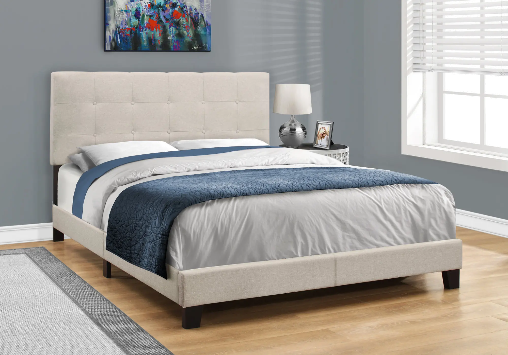 I5921Q Contemporary Beige Queen Upholstered Bed sku I5921Q