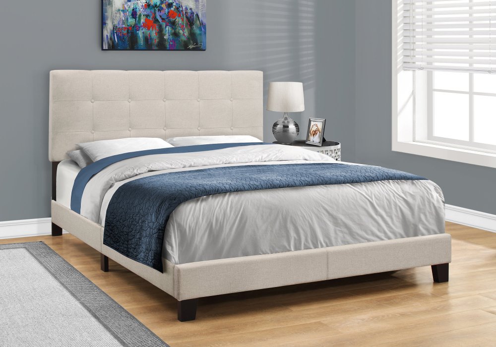 111452538 Contemporary Beige Queen Upholstered Bed sku 111452538