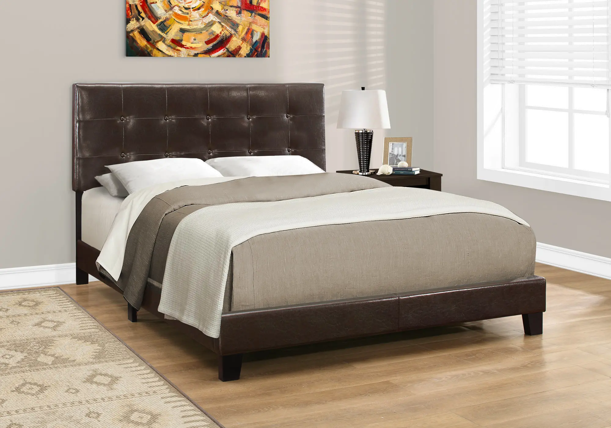 Contemporary Dark Brown Queen Upholstered Bed