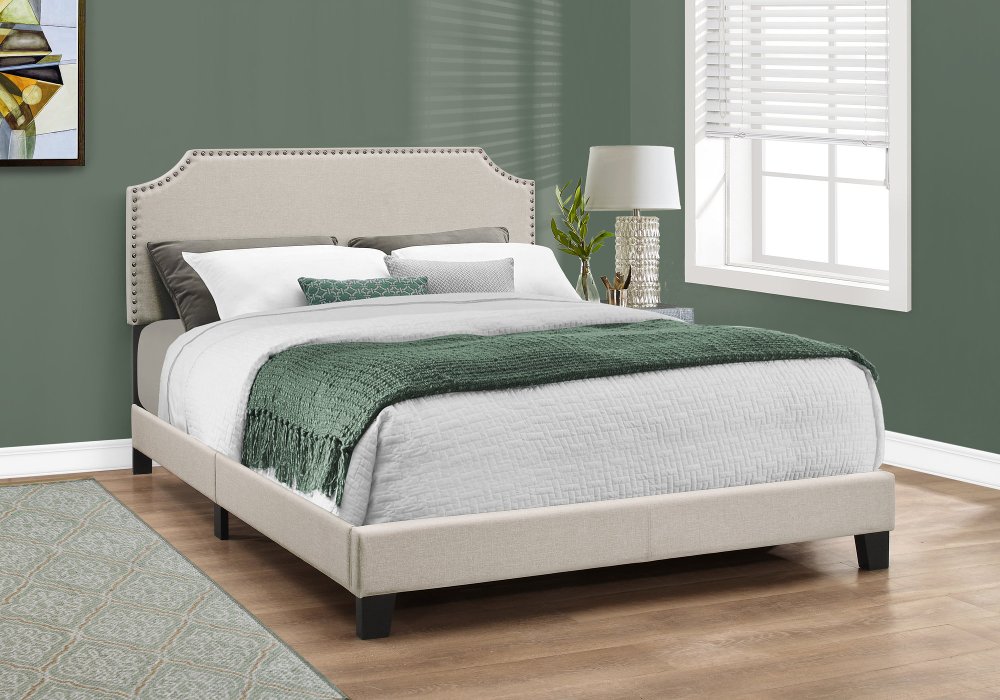 111452716 Classic Contemporary Beige Queen Upholstered Bed sku 111452716