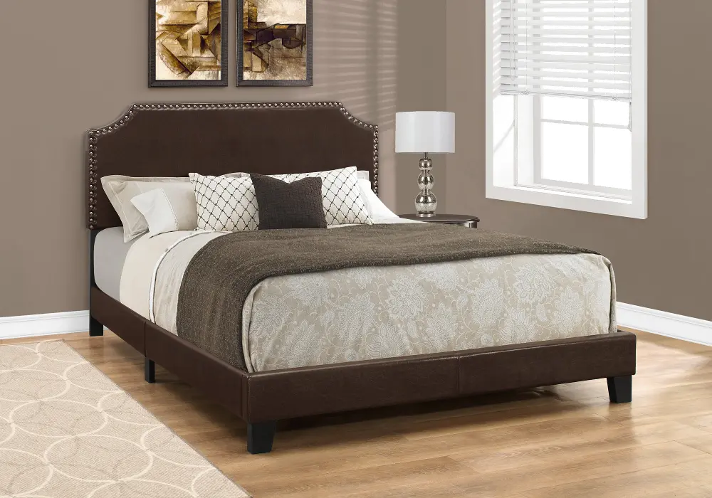 Classic Contemporary Dark Brown Queen Upholstered Bed-1