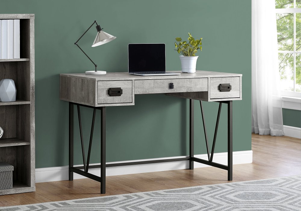 111452848 Gray Reclaimed Wood 48 Inch Wood Computer Desk sku 111452848