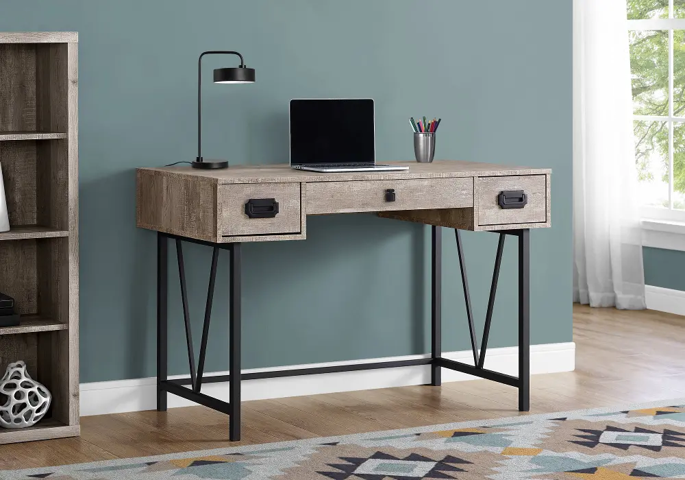 Taupe Reclaimed Wood 48 Inch Wood Computer Desk-1