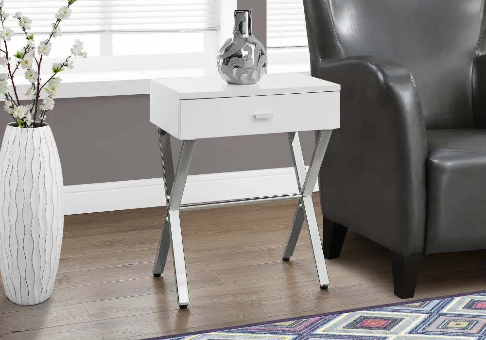White 24 Inch End Table-1
