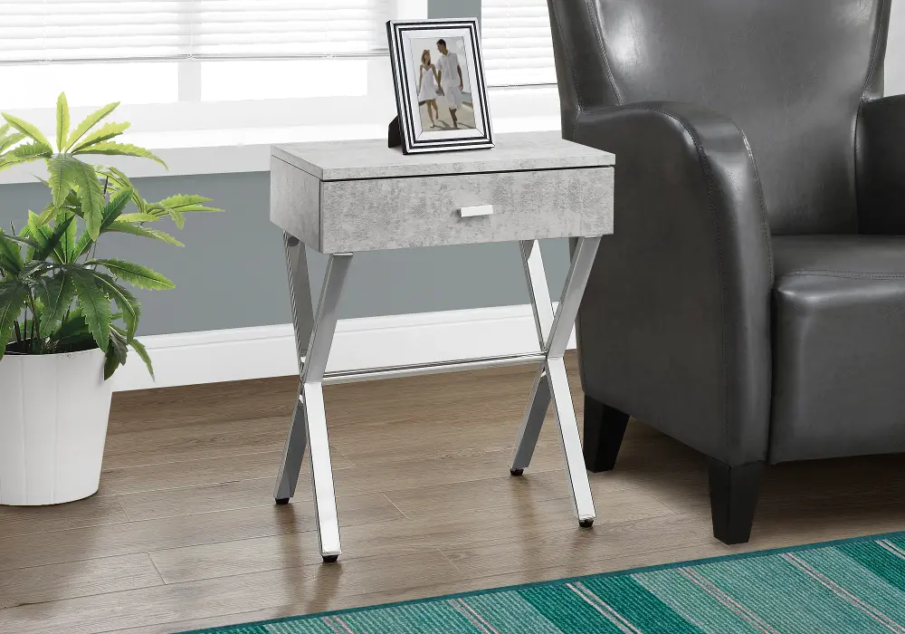 Gray Cement 24 Inch End Table-1