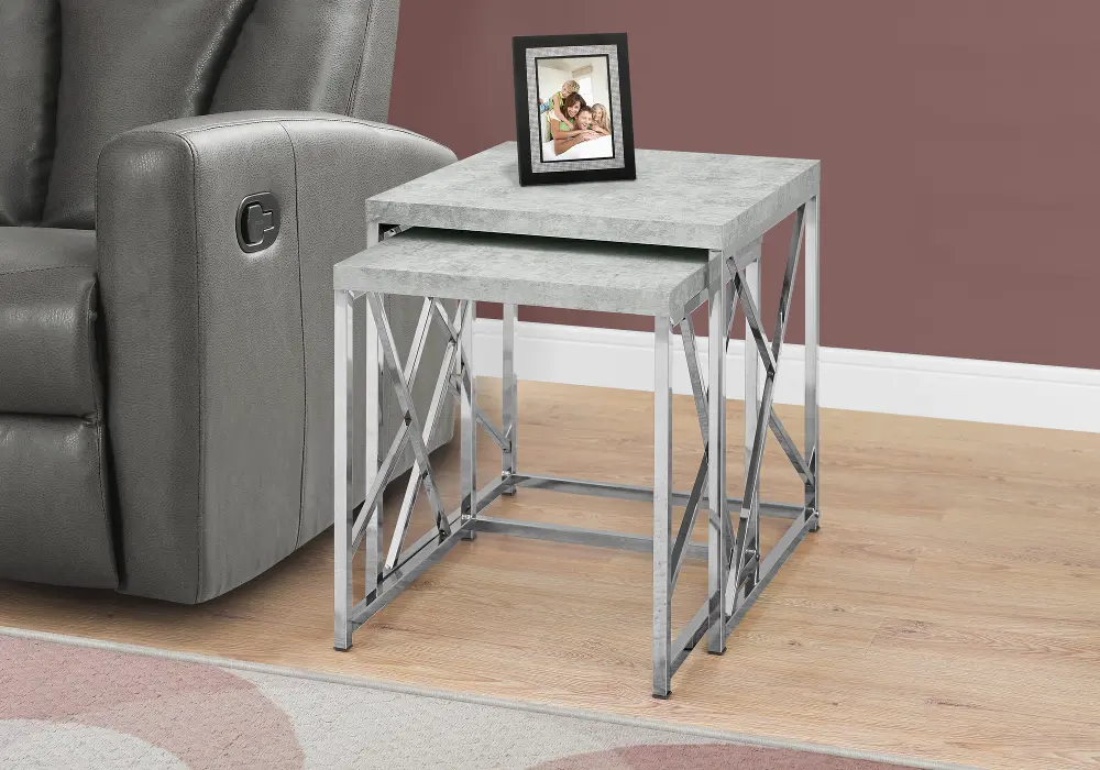 Cement Gray 2 Piece Nesting End Tables-1