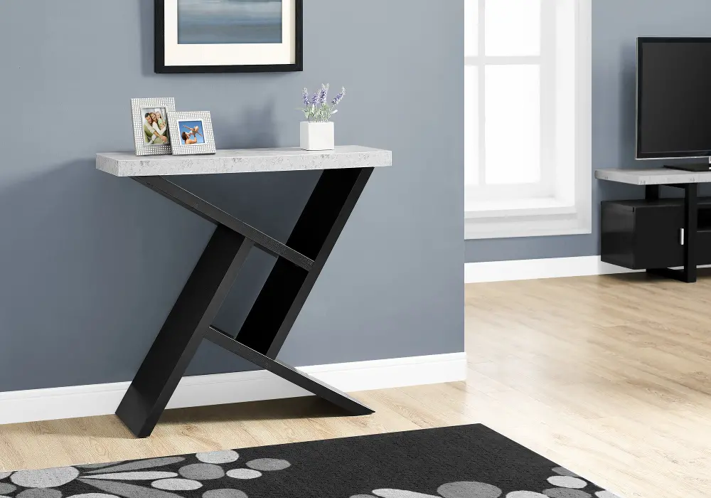 Black and Cement Gray 36 Inch Accent Table-1