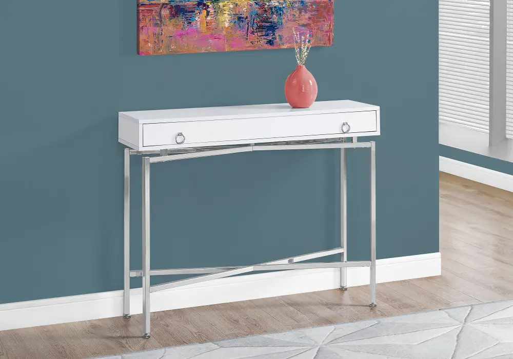 White 42 Inch Console Table-1