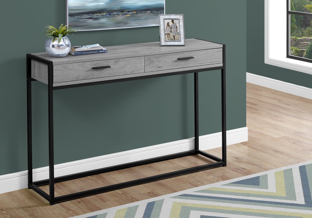 111454085 Gray and Black Metal 48 Inch Console Table sku 111454085