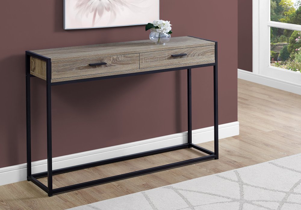 111454093 Dark Taupe and Black Metal 48 Inch Console Table sku 111454093