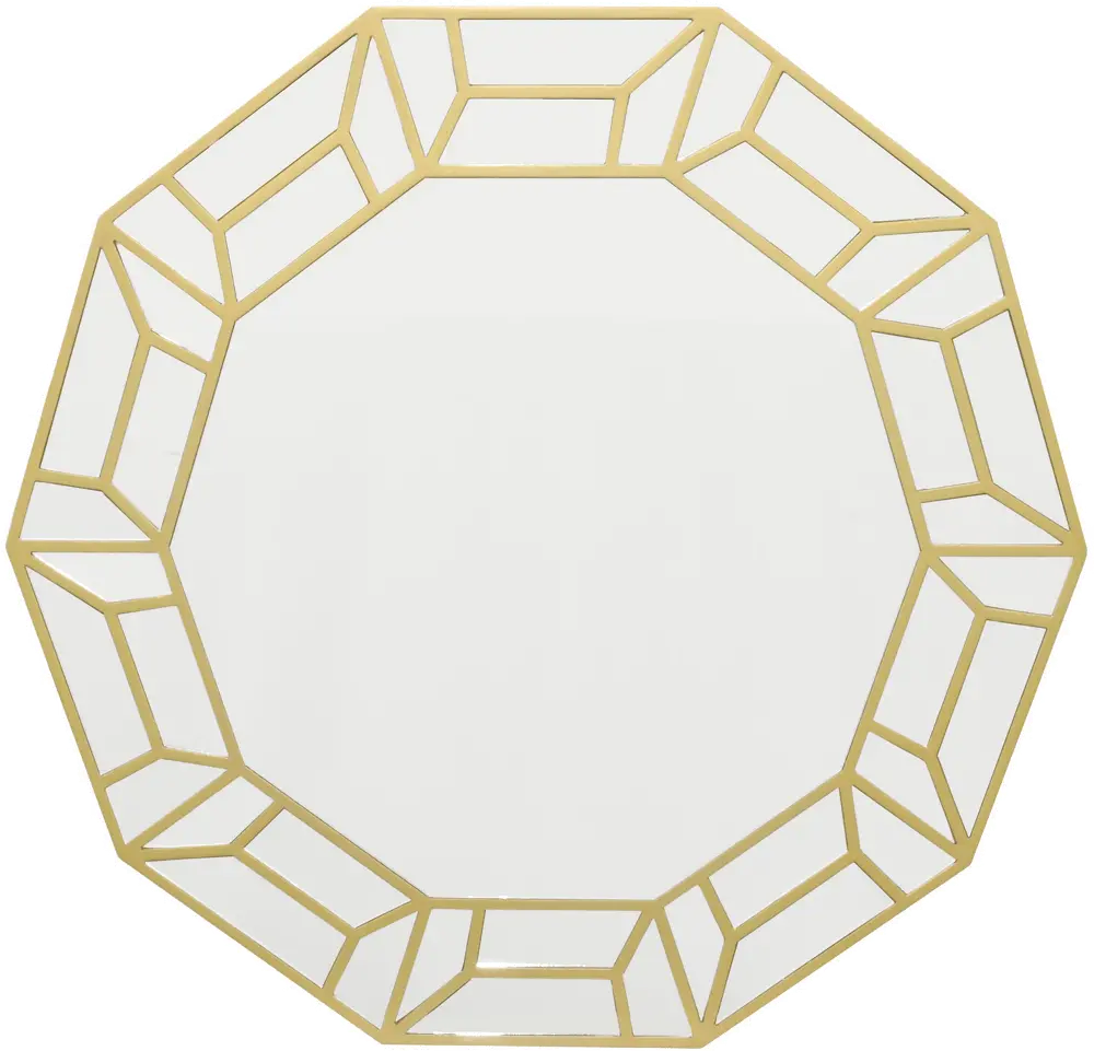 Gold Wooden Mirror with Geometric Pattern-1