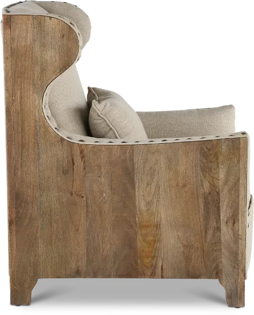 Chadwick Linen High Back Accent Chair with Exposed Wood Sides RC Willey
