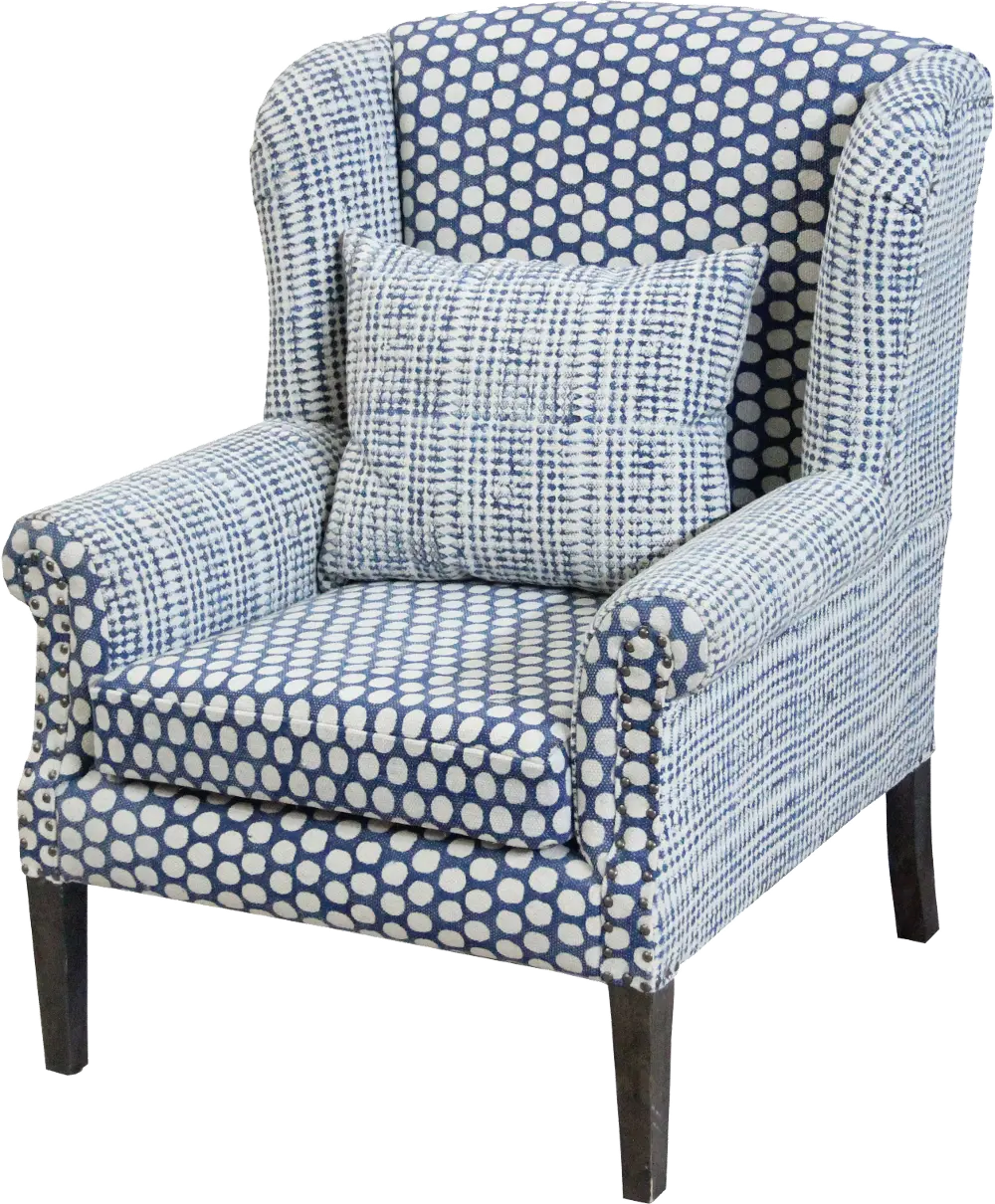 Walstead Blue and Cream Patterned Accent Chair-1