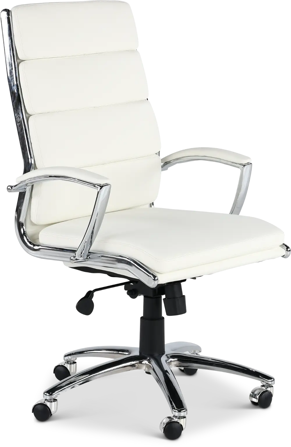 Modern White Office Chair with Padded Armrest-1