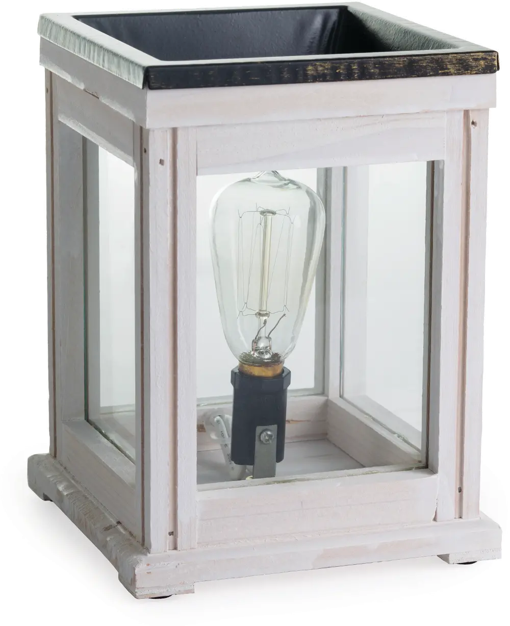 Aged White Wood Vintage Bulb Illumination Warmer-1
