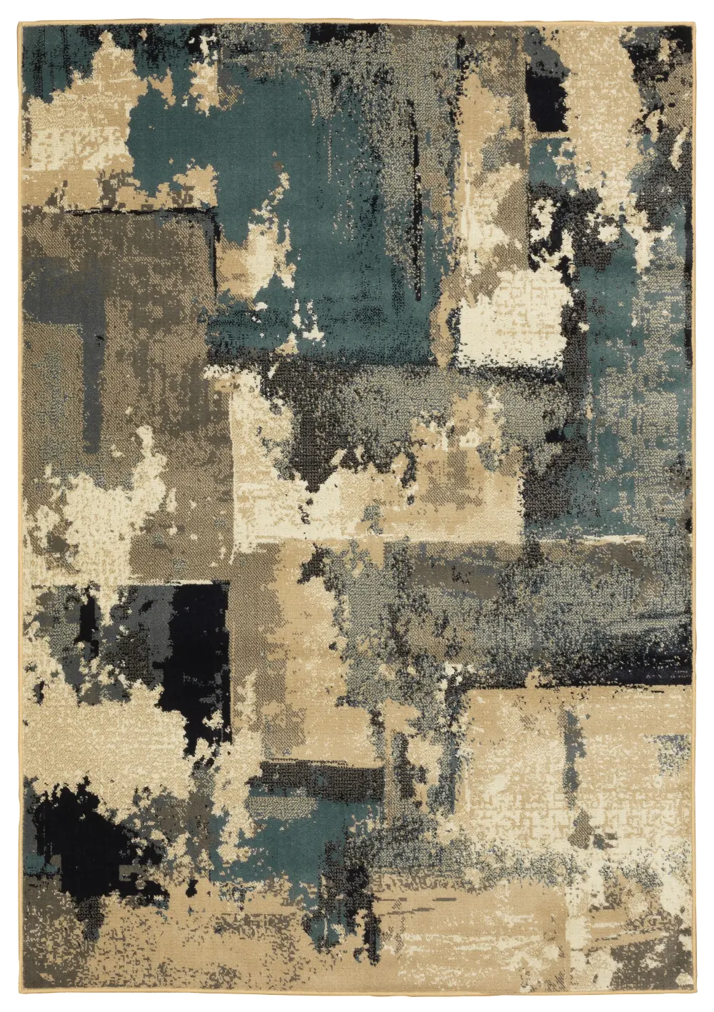 Evandale 5 x 7 Abstract Gray, Beige, and Navy Blue Rug-1