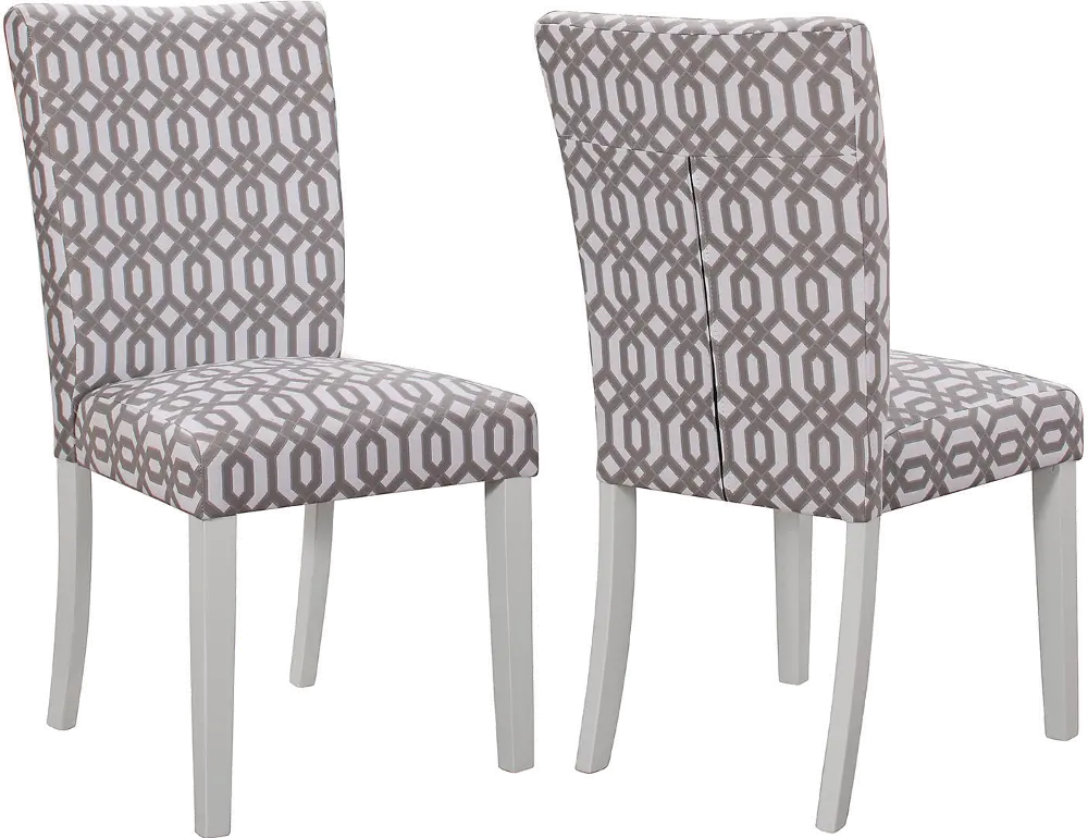 Transitional White Geometric Upholstered Dining Chair (Set of 2) - Beckett-1