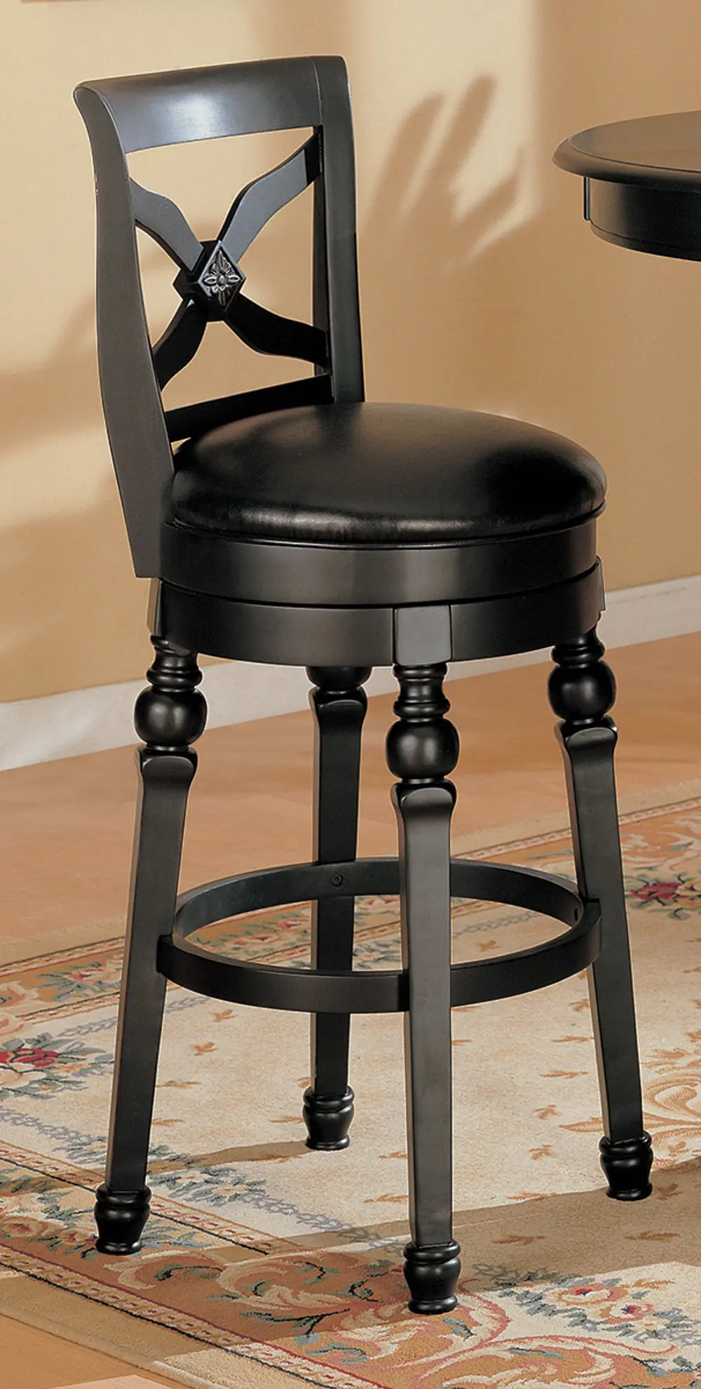 Traditional Black 19 Inch Swivel Counter Height Stool - Amar-1