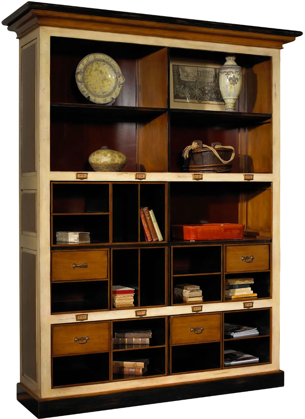 Beige, Black and Light Cherry Bookcase - Archivists-1