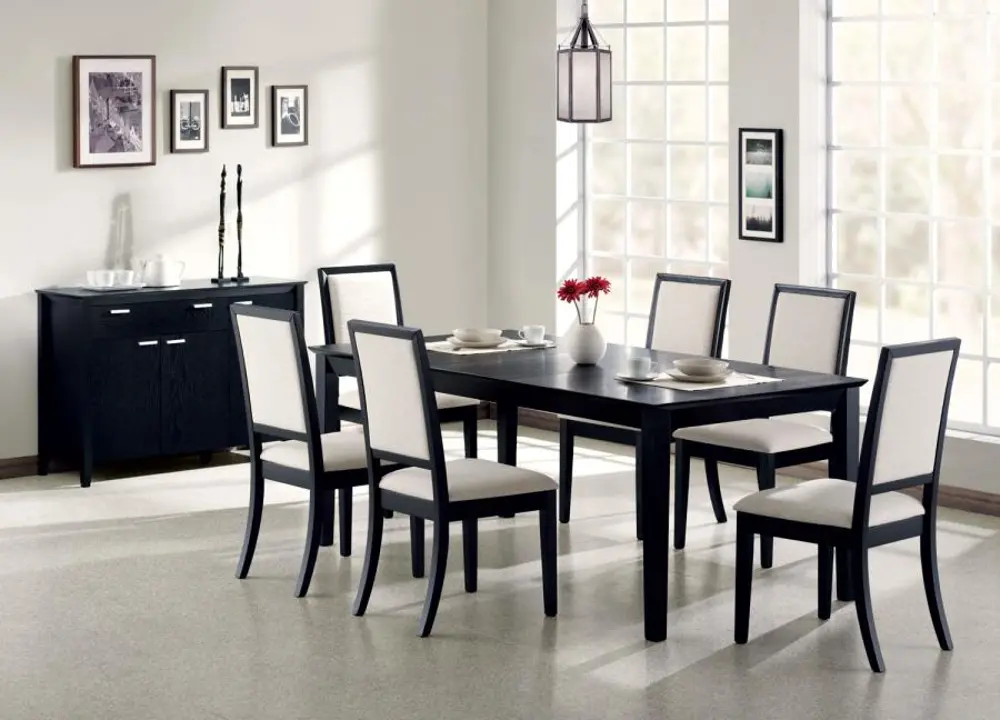 Modern Cream and Black Upholstered Dining Room Chair (Set of 2) - Amelia-1