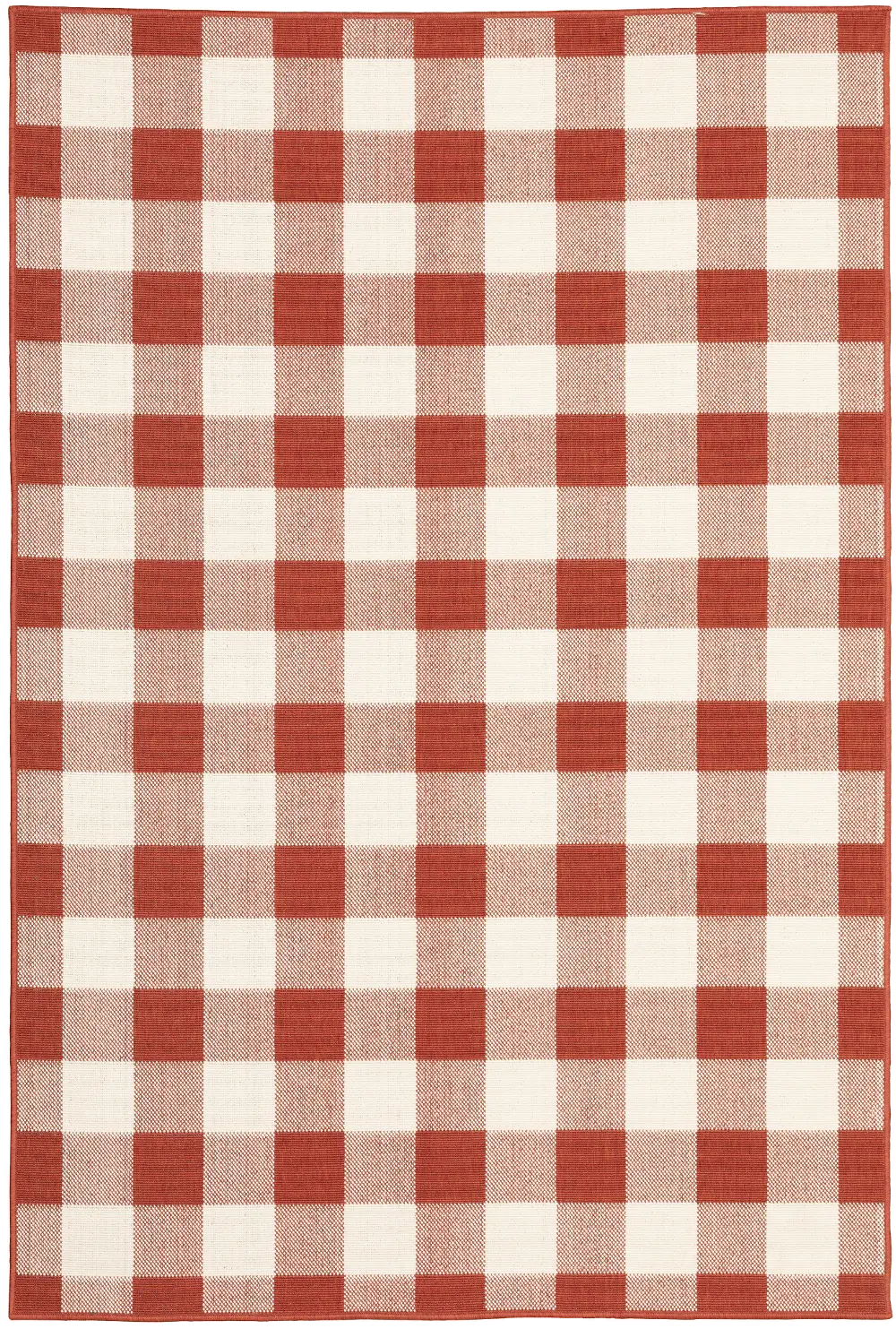 8 x 11 Large Red and Ivory Indoor-Outdoor Rug - Marina-1
