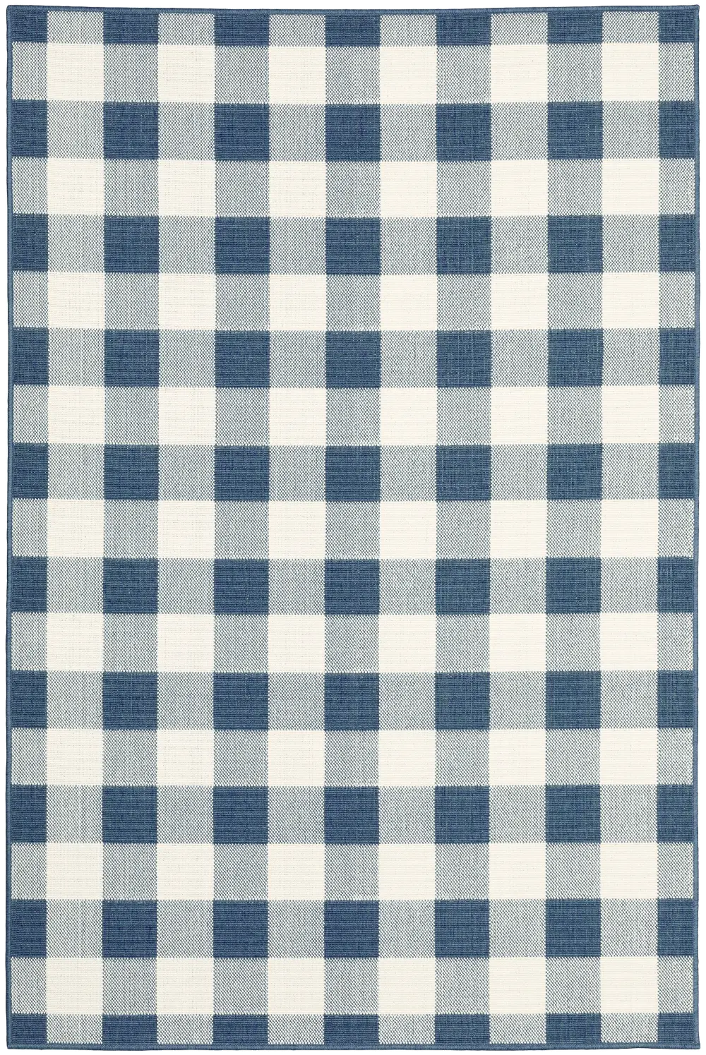 8 x 11 Large Blue and Ivory Indoor-Outdoor Rug - Marina-1