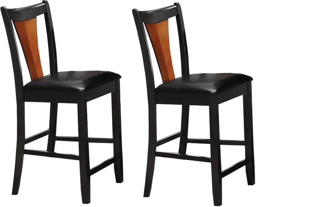 Black and Amber Splat Back Counter Height Stool (Set of 2) - Allison-1