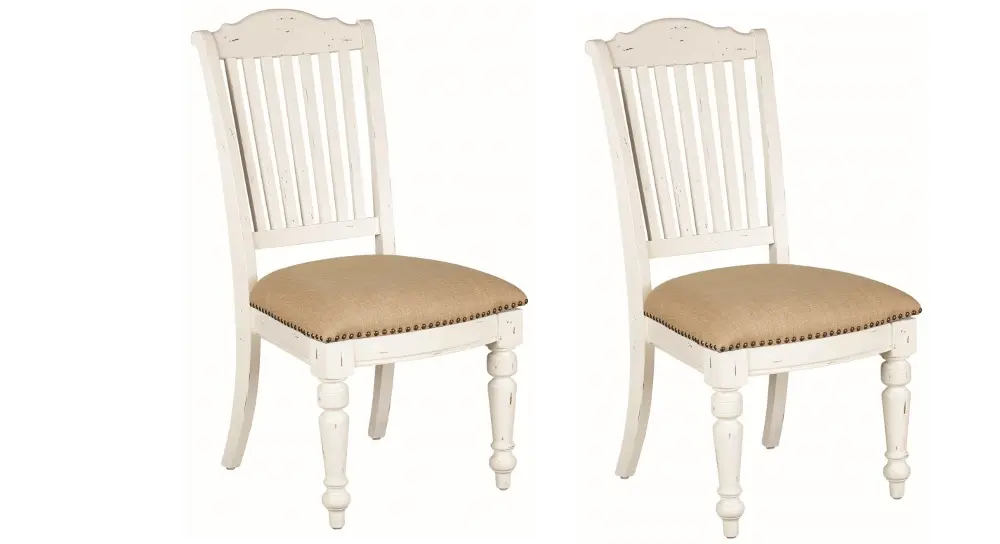 Traditional Vintage White Dining Room Chair (Set of 2) - Adele-1