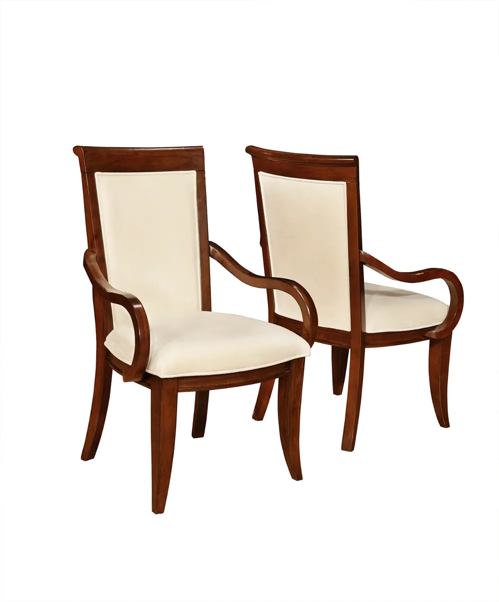 Traditional Cream and Brown Dining Arm Chair (Set of 2) - Balder-1
